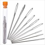 Aiguilles �mouss�es � gros chas, aiguilles � tricoter en fil d'acier, aiguilles � coudre, 9 pi�ces (argent) ...