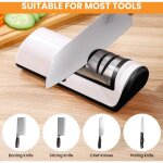 Aiguiseur de couteaux �lectrique professionnel en 2 �tapes, noir, aiguiseur de couteaux pour une large ...