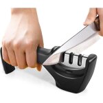 Aiguiseur de couteaux aiguiseur manuel professionnel avec pierre c�ramique � 3 niveaux, carbure de tungst�ne, ...