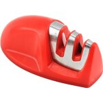 Aiguiseur de cuisine(rouge) professionnel 2 en 1 manuel aiguiseur pour couteaux en acier inoxydable et ...
