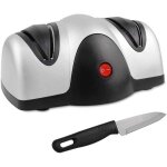 Aiguiseur electrique de couteau, aff�teur � deux niveaux, noir / argent, mat�riau: plastique abs