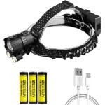 Aiperq lampe frontale rechargeable, 15000 lumens lampe frontale led xhp160 avec lumi�re cob, lampes frontales ...