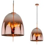 Alan - suspension moderne en cuivre  3 lumires avec abat - jour en verre, e14 - italux