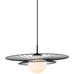 Alison - luminaire suspendu moderne noir � 1 lumi�re avec abat - jour blanc, e27 - italux