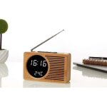 Alovez - radio de chevet r�tro en bois r�veil paresseux muet r�veil cadeau cr�atif horloge �lectronique ...