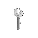 Pied de poteau � ancrer type pau (a x b x c x d x �p) 81 x 110 x 250 x 20 x 4, 0 mm - al - pau81 - alsafix ...