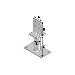 Pied de poteau avec platine type ppt - 100 (a x b x c x d x �p) 80 x 120 x 100 x 48 x 8, 0 mm - al - ...