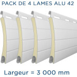 Pack 4 lames - 3000mm - aluminium 42 - blanc - alulux