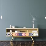 Stickers d�coration meuble - sticker adh�sif cuisine salon - 24 stickers carreaux de ciment meuble josephina ...