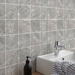 Sticker mural carrelage adh�sif cuisine salle de bain - 9 stickers carreaux de ciment marbre gris de ...
