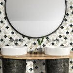 Sticker mural carrelage adh�sif cuisine salle de bain - 9 stickers carrelages effet marbr� blanc beige ...