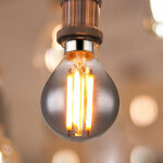 Ampoule sph�rique led lampe en verre vintage fum�, 1x led e14 douille 6 watt 380 lumens 1800 kelvin blanc ...