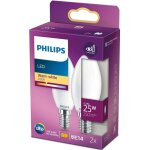 Ampoule led flamme e14 25w blanc chaud dépolie, verre, lot de 2 - philips Ampoule led flamme e14 25w blanc chaud dépolie, verre, lot de 2 - philips