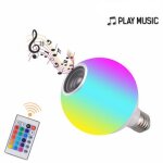 Ampoule led musicale e27, 12w + lumi�re blanche + rvb + t�l�commande, ampoule bluetooth � changement ...
