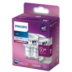 Philips - ampoule led spot gu10 50w blanc froid, verre, lot de 2