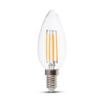 Ampoule led v - tac e14 4 w 100 lm / w � filament bougie, blanc chaud