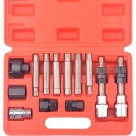 Amrinugl - 13 pi�ces poulie roue libre alternateur voiture garage kit outils hex spline star bits