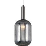 Antiola - suspension moderne  1 ampoule en nickel satin avec verre, abat - jour fum, e27 - italux