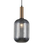 Antiola - suspension moderne en laiton  1 lumire avec verre, abat - jour fum, e27 - italux