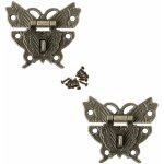 Jusch - antique verrous, moraillon loquet serrure fermoir serrure � boucle papillon pour d�coratifs bo�te ...