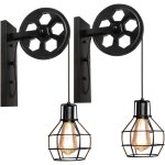Aougo - lot de 2 appliques murales industrielle, �clairage mural vintage poulie lampe de mur luminaire ...