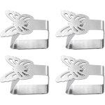 Aougo - lot de 4 pinces de nappe en acier inoxydable pour nappe, nappe, pinces � nappe (papillon), acier ...