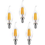 Aougo - 5 pi�ces e14 6w ampoules � filament led � intensit� variable(�quivalent lampe halog�ne 60w)600lm ...