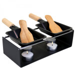 Appareil � raclette � la bougie en m�tal, spatules et bougies incluses - 2 personnes linxor