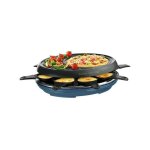 Tefal - appareil  raclette grill crpe bleu acier / 1050w 8 pers multifonctions 3 en 1
