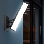 Applique d'ext�rieur led alu plot terrasse fa�ade gris clair r�glable globo 34185