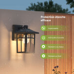 Applique d'ext�rieur quadrant noire r�tro et �l�gante, lampe d'ext�rieur �tanche, dissipation thermique ...