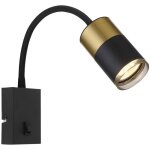 Applique flexible lampe de chambre � coucher lampe de lecture noire cuivr�e applique avec interrupteur, ...