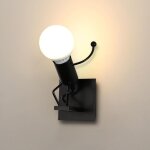 Ersandy - applique homme de plong�e, lampe murale noir de style r�tro moderne dessin anim� cr�atif, lumi�re ...