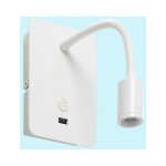 Millumine - applique tte de lit blanche flexible focus avec port usb