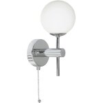 Applique miroir avec interrupteur m�tal verre 21 cm haut ip44 chrome blanc abat - jour boule g9 classique ...