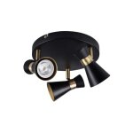 Luminaire mural et plafonnier - acier noir / or - orientable - 200mm