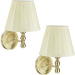 Applique murale, 2 pi�ces, abat - jour en tissu, style antique, e14, h x l x p : 30 x 20 x 23 cm, ivoire ...