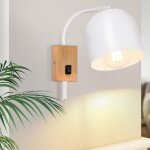 Applique murale en bois avec interrupteur spots muraux - applique vintage int�rieur blanc m�tal e27 330�rotabl ...