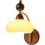 Applique murale couleur noyer, �clairage mural vintage moderne avec abat - jour en verre, luminaire de ...
