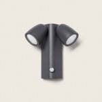 Applique murale ext�rieure led 12w aluminium avec d�tecteur de mouvement pir abel 2 spots gris fonc�