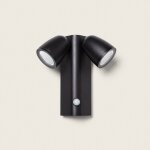 Applique murale ext�rieure led 12w aluminium avec d�tecteur de mouvement pir abel 2 spots noir