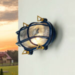 Licht - erlebnisse - applique murale ext�rieure verre laiton v�ritable ip64 bleu e27 applique maritime ...