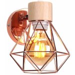 Applique murale fer forg� bois e27 �clairage lampe murale diamant d�coration int�rieure chambre salon ...