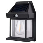 Applique murale � filament de tungst�ne aliment�e � l'�nergie solaire, lampe de jardin ext�rieure � d�tecteur ...