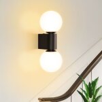 Applique murale gbly d'int�rieur moderne salle de bain : �clairage mural en verre blanc noir spot mural ...