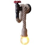 Appliques murales industriel r�tro tuyau et corde de chanvre 80 cm, luminaire �clairage e27 pour d�coration ...