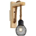 Goeco applique murale industrielle vintage, lampe murale en bois rustique rétro, abat - jour en cage ... Goeco applique murale industrielle vintage, lampe murale en bois rustique rétro, abat - jour en cage ...