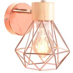 Applique murale industrielle vintage lampe murale fer forg� bois �clairage diamant d�coration e27 rose ...