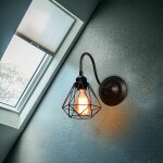 Applique murale intrieur industrielle rtro diamant cage mtal luminaire vintage dcoration noir