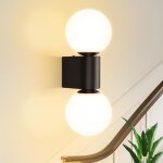 Applique murale d'int�rieur moderne pour salle de bain : �clairage mural en verre blanc noir, spot mural ...